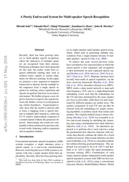 A Purely End-to-end System for Multi-speaker Speech Recognition