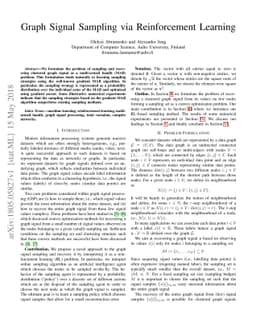 Graph Signal Sampling via Reinforcement Learning