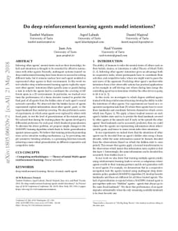 Do deep reinforcement learning agents model intentions?