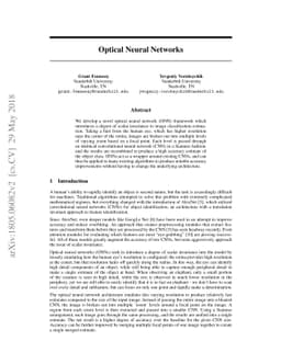 Optical Neural Networks
