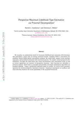 Perspective Maximum Likelihood-Type Estimation via Proximal
  Decomposition