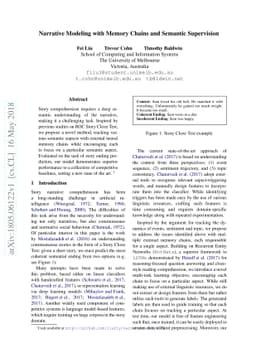 Narrative Modeling with Memory Chains and Semantic Supervision