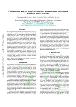 Conversational Analysis using Utterance-level Attention-based
  Bidirectional Recurrent Neural Networks