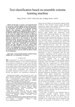 Text classification based on ensemble extreme learning machine
