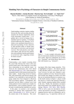 Modeling Naive Psychology of Characters in Simple Commonsense Stories