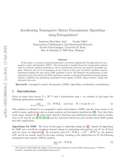 Accelerating Nonnegative Matrix Factorization Algorithms using
  Extrapolation