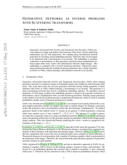Generative networks as inverse problems with Scattering transforms
