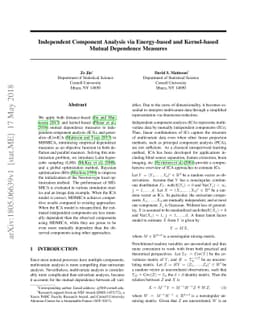 Independent Component Analysis via Energy-based and Kernel-based Mutual
  Dependence Measures