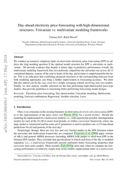 Day-ahead electricity price forecasting with high-dimensional
  structures: Univariate vs. multivariate modeling frameworks
