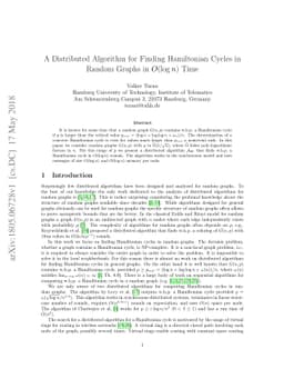 A Distributed Algorithm for Finding Hamiltonian Cycles in Random Graphs
  in O(log n) Time