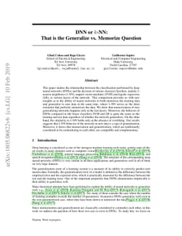 DNN or k-NN: That is the Generalize vs. Memorize Question