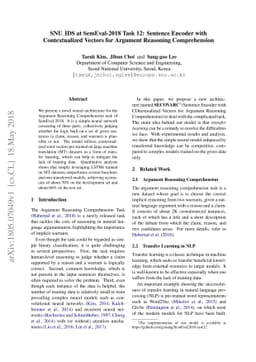 SNU_IDS at SemEval-2018 Task 12: Sentence Encoder with Contextualized
  Vectors for Argument Reasoning Comprehension