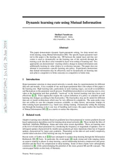 Dynamic learning rate using Mutual Information