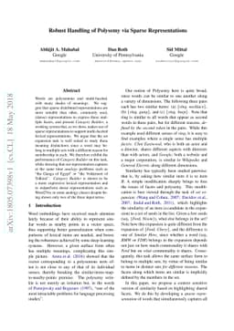 Robust Handling of Polysemy via Sparse Representations