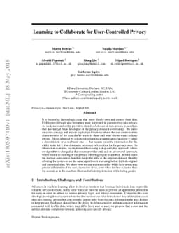 Learning to Collaborate for User-Controlled Privacy