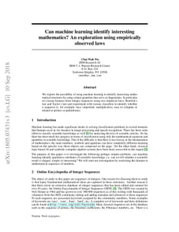 Can machine learning identify interesting mathematics? An exploration
  using empirically observed laws