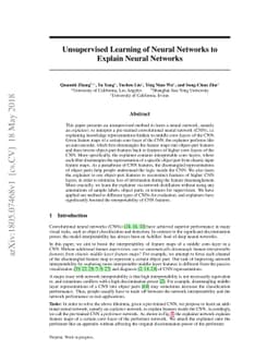 Unsupervised Learning of Neural Networks to Explain Neural Networks
