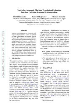 Metric for Automatic Machine Translation Evaluation based on Universal
  Sentence Representations