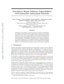 Learning to Repair Software Vulnerabilities with Generative Adversarial
  Networks
