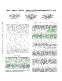 Number Sequence Prediction Problems for Evaluating Computational Powers
  of Neural Networks