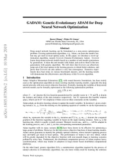 GADAM: Genetic-Evolutionary ADAM for Deep Neural Network Optimization