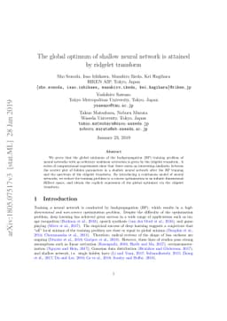 The global optimum of shallow neural network is attained by ridgelet
  transform