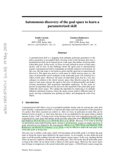 Autonomous discovery of the goal space to learn a parameterized skill