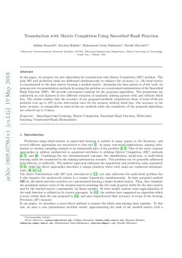 Transduction with Matrix Completion Using Smoothed Rank Function