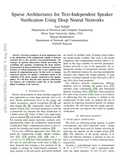 Sparse Architectures for Text-Independent Speaker Verification Using
  Deep Neural Networks