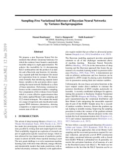 Sampling-Free Variational Inference of Bayesian Neural Networks by
  Variance Backpropagation