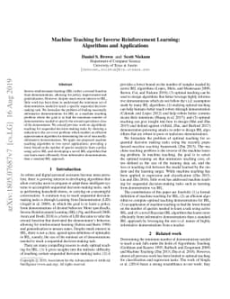 Machine Teaching for Inverse Reinforcement Learning: Algorithms and
  Applications