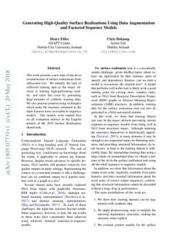 Generating High-Quality Surface Realizations Using Data Augmentation and
  Factored Sequence Models