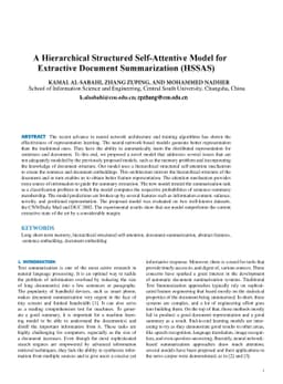 A Hierarchical Structured Self-Attentive Model for Extractive Document
  Summarization (HSSAS)