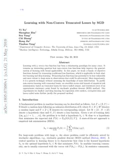 Learning with Non-Convex Truncated Losses by SGD