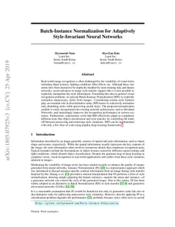 Batch-Instance Normalization for Adaptively Style-Invariant Neural
  Networks