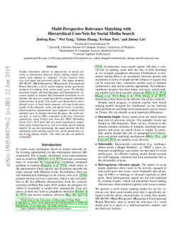 Multi-Perspective Relevance Matching with Hierarchical ConvNets for
  Social Media Search