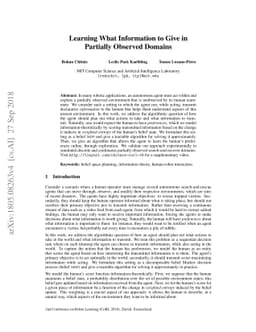 Learning What Information to Give in Partially Observed Domains