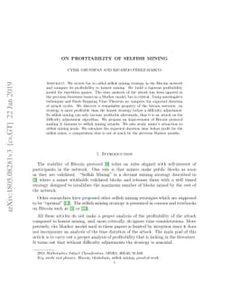 On profitability of selfish mining