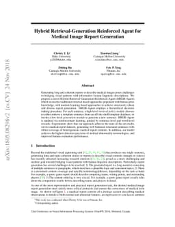 Hybrid Retrieval-Generation Reinforced Agent for Medical Image Report
  Generation
