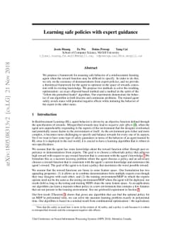 Learning Safe Policies with Expert Guidance