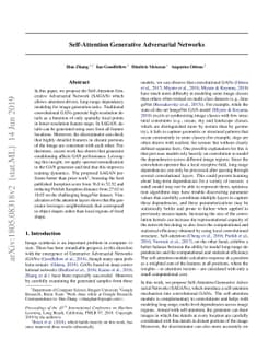 Self-Attention Generative Adversarial Networks