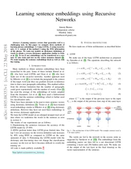 Learning sentence embeddings using Recursive Networks