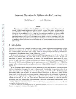 Improved Algorithms for Collaborative PAC Learning