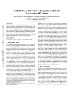 Context-Aware Sequence-to-Sequence Models for Conversational Systems