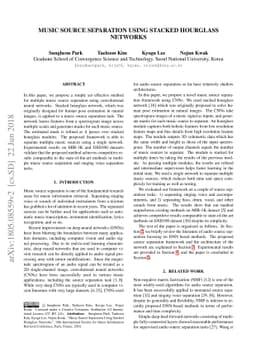 Music Source Separation Using Stacked Hourglass Networks