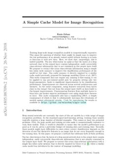 A Simple Cache Model for Image Recognition