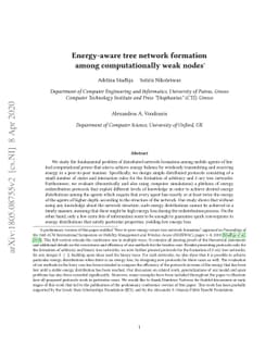 Energy-aware tree network formation among computationally weak nodes