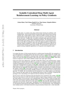 Scalable Centralized Deep Multi-Agent Reinforcement Learning via Policy
  Gradients