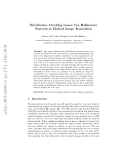 Distribution Matching Losses Can Hallucinate Features in Medical Image
  Translation