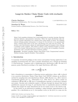 Langevin Markov Chain Monte Carlo with stochastic gradients